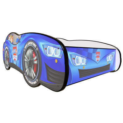 Detská auto posteľ Top Beds Racing Car Hero - Dogs Adventure modrá 140cm x 70cm